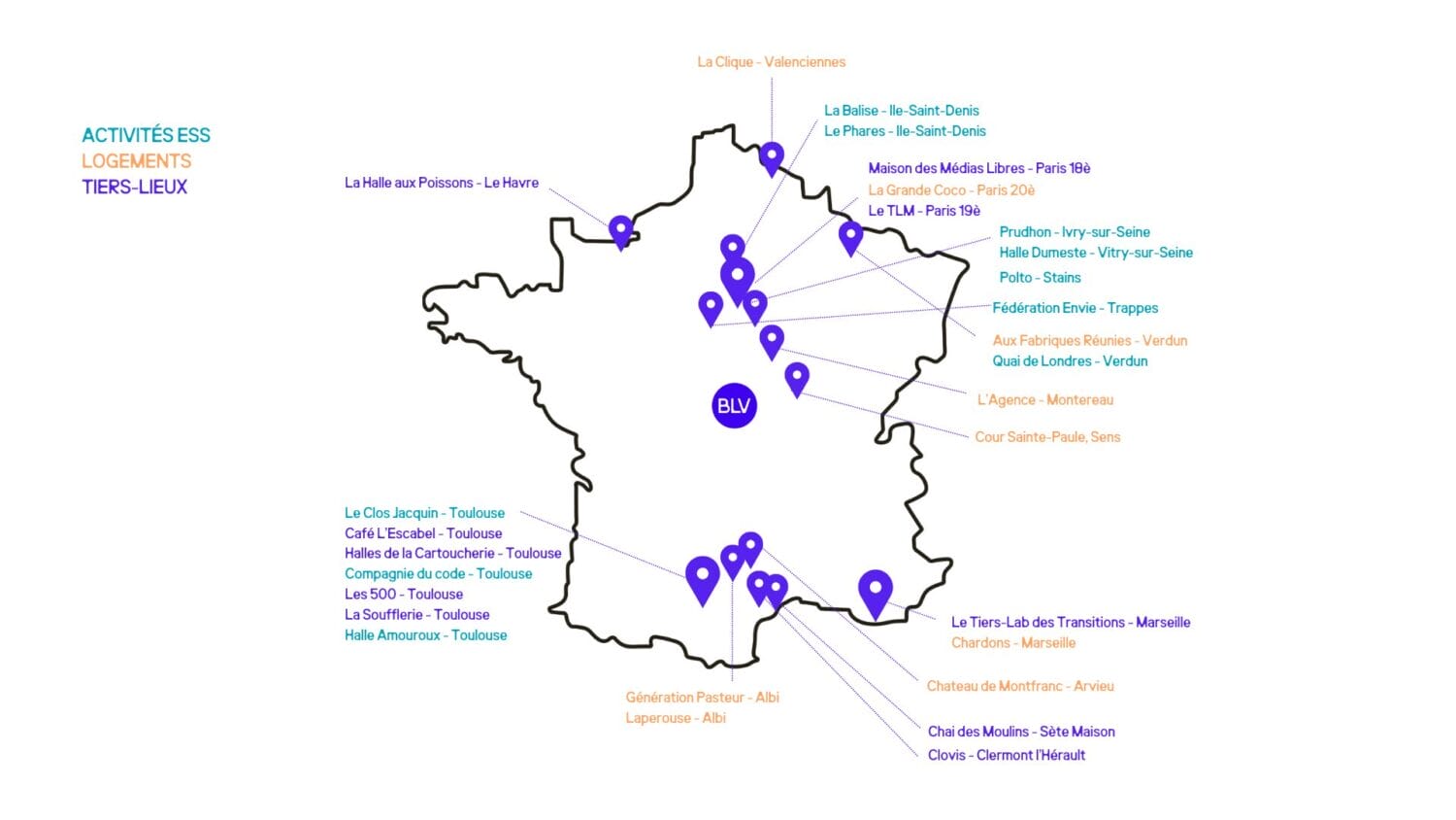 carte de France des projets de Bellevilles