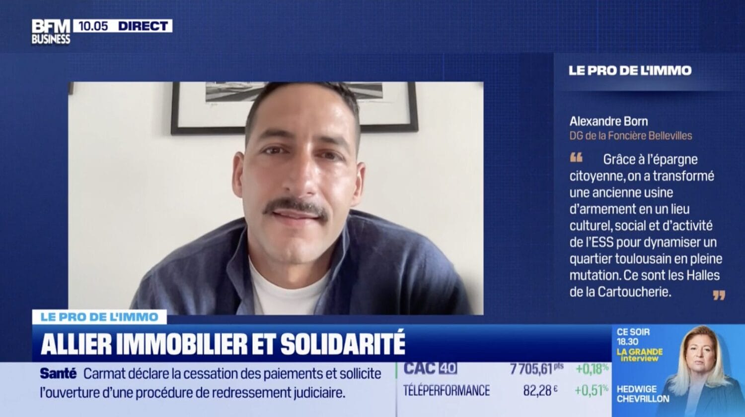 Alexandre était l'invité de BFM pour parler de la Foncière Bellevilles