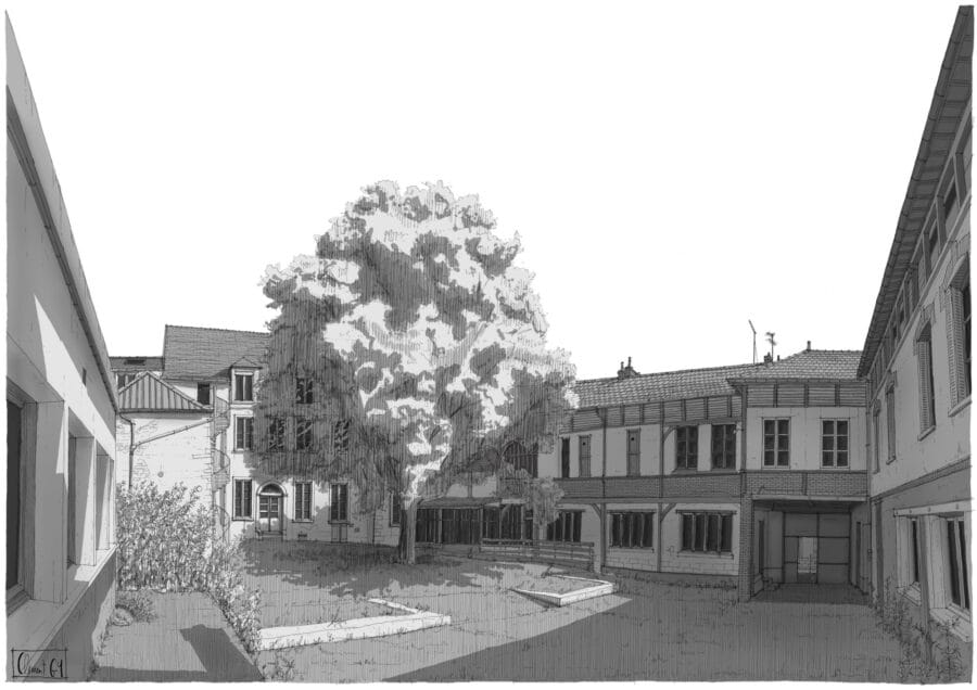 Illustration de Clément Gy de la cour Sainte Paule à Sens